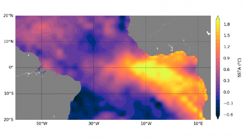 Sea-surface temperature anomalies during Atlantic Niño in 1963