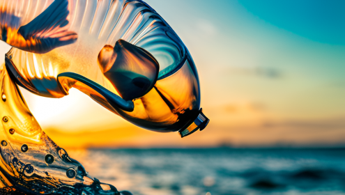The rigidity, transparency and hardness of PET make it one of the most valuable plastics for the manufacture of bottles / image generated using artificial intelligence (Francesco Colizzi).