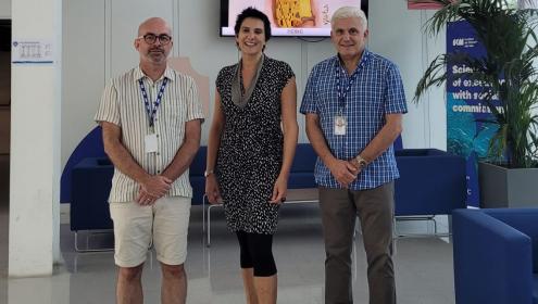 The ICM director, Valentí Sallarès, and the deputy director of Knowledge Transfer, Francesc Piferrer, accompanied the director general during the visit / ICM-CSIC.