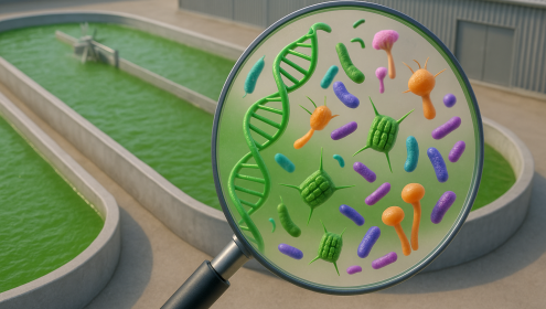 La investigació posa sobre la taula la complexitat del funcionament del microbioma en cultius de microalgues / Imatge generada amb IA.