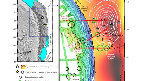 Seamounts might attenuate the magnitude of certain earthquakes