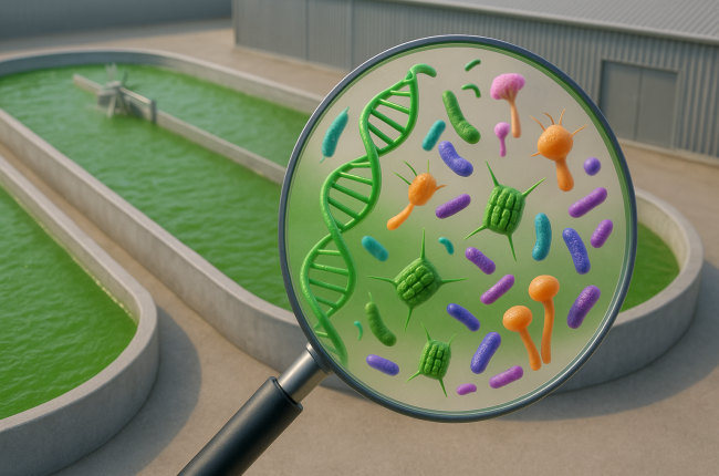 La investigació posa sobre la taula la complexitat del funcionament del microbioma en cultius de microalgues / Imatge generada amb IA.